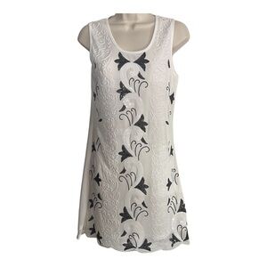 Baciano White & Black Sleeveless Sequin & Beads Dress Large New with Tag